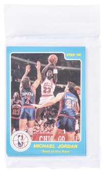 1986 Star Co. "Best of the New" Basketball Unopened Subset Bag - Including Michael Jordan Rookie Card!